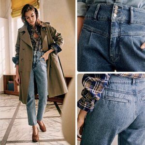 Sézane High Waisted Pleated Sam Trouser Jeans / Size 36 (US 4)